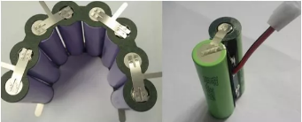 圓柱電芯與鎳帶焊接示范圖